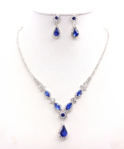 Rhinestone Necklace with Earrings  NB300608 SVCB